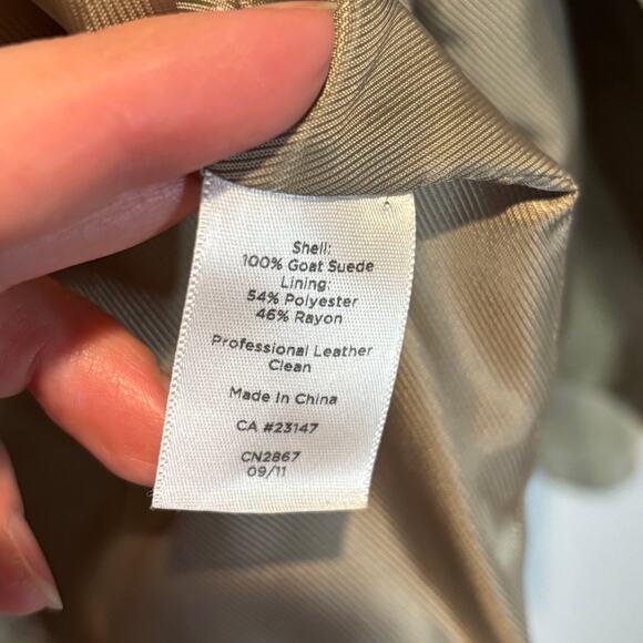 Talbots Tan Goat Suede Zip Front Jacket - size 8 - Picture 6 of 8